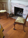 Mixture of select and common reclaimed Longleaf Pine flooring 1x8 with light stain.