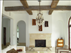 Sinker Cypress ceiling beams with hand hewn, weathered look.