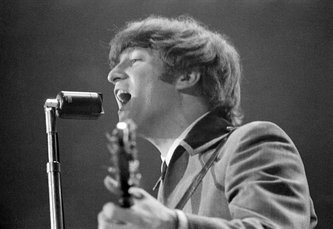 SET OF 4 BEATLES MINI-PRINTS from their first American Concert in 1964-- one of our rewards!