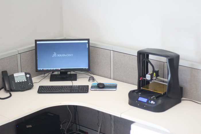 The fully assembled L5plus on a desk at the office.