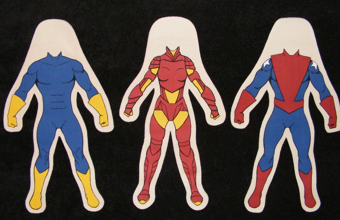 Body styles for 20 inch dolls. Blue/Yellow Male, Red/Yellow Female, Patriot Male.