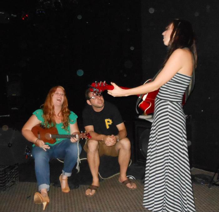 Post show jamming for a cool dude fan in Pittsburg at Club Cafe