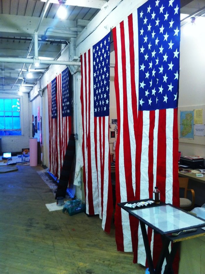 American flags lined up in one of my Chicago studios.