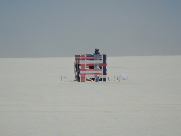 Me working on "American Cube" on the playa in the Black Rock Desert, Nevada.