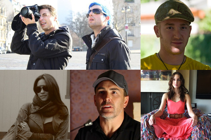 hazart [top-left], brandon alperin [top-right], shay mitchell [bot-left], nolan north [bot-center], troian bellisario [bot-right]