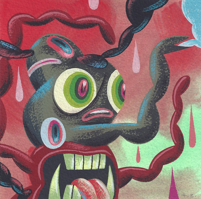 "Secret Weapon #5" Painting - 4.5" x 4.5" - Cel-Vinyl on Paper
