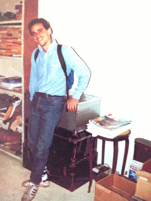 Howard Brookner with his trunks of film in the Bunker, 1981 (c) Udo Breger