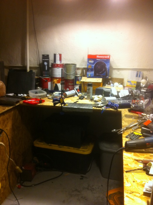 Current cramped workspace.
