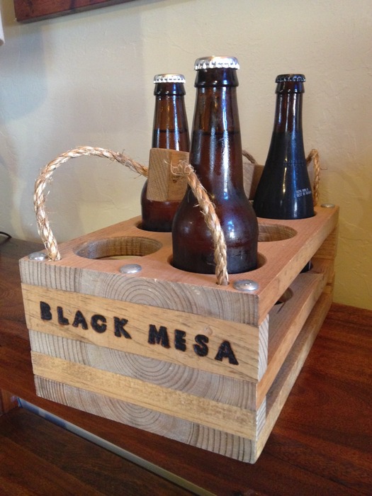 Wooden 6-pack carrier.