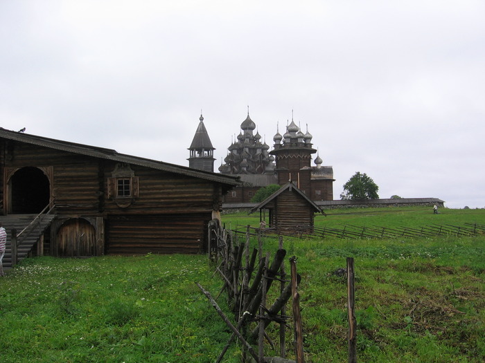 Wooden buildings on the island of Kizhi.