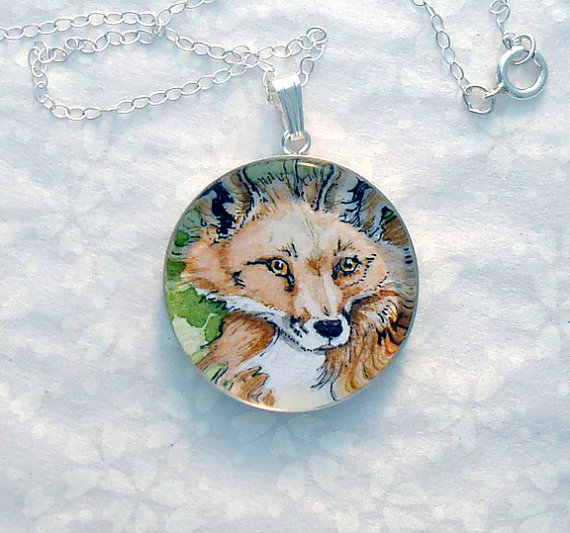 Red Fox original art pendant