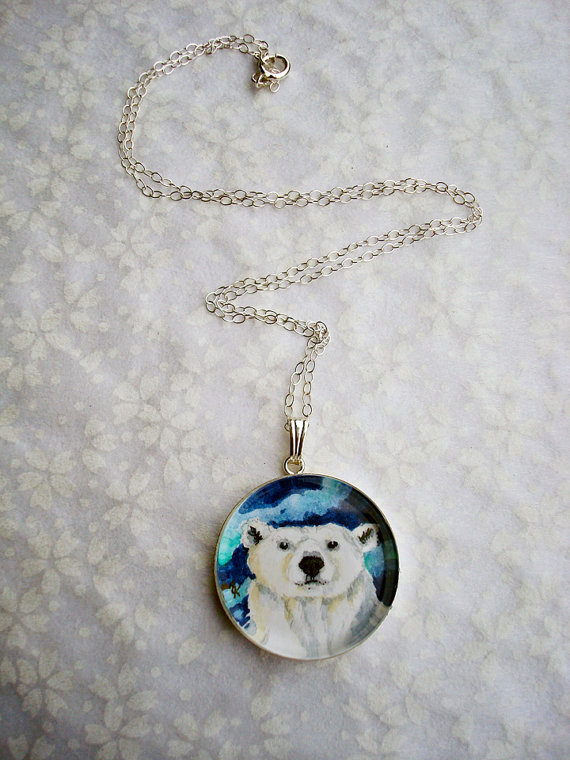 Polar Bear original art pendant