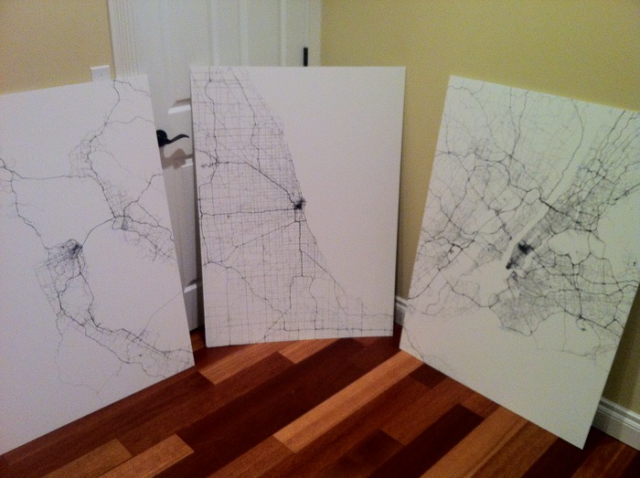 San Francisco, Chicago and New York oversize posters mounted on foam board