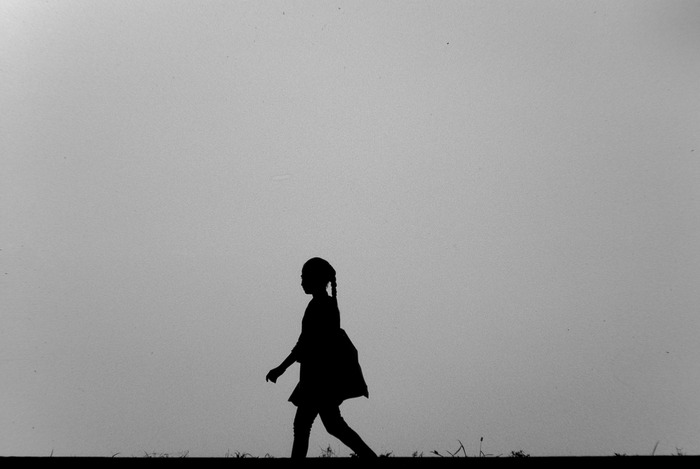 Kumbh Mela 2010_pilgrim girl_ b/w slide film
