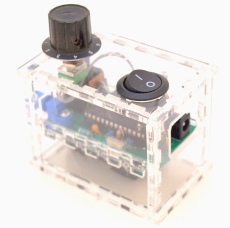 The original interrupter in its chassis, with an on/off switch and power control knob. The new version has a "standalone" feature as well.