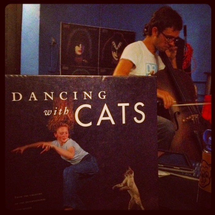 rehearsing with Diego at the Jam Room Recording Studio...err I'm taking a break reading "Dancing with Cats" while Diego rehearses...