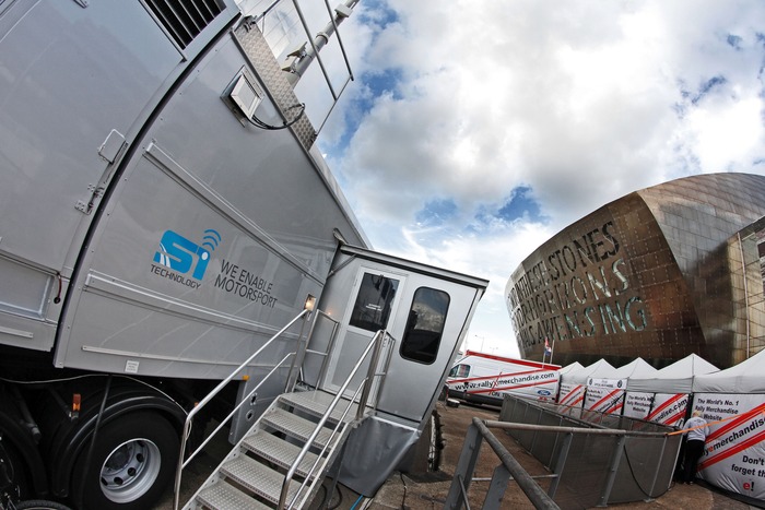 Our "Tech Control Vehicle" (TCV) Outside the Beautiful Millenium Centre, Cardiff