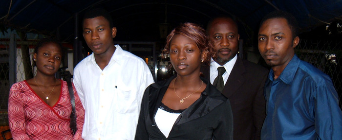 The amazing principle cast from "Man On The Bottom". From left, Geraldine Mankefor, Kevin "Ice" Ndelle, Marilyn Bell, William Mankefor, and Ralph Che.