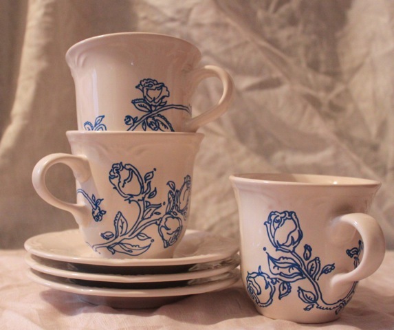 (revamped vintage mugs/saucers)