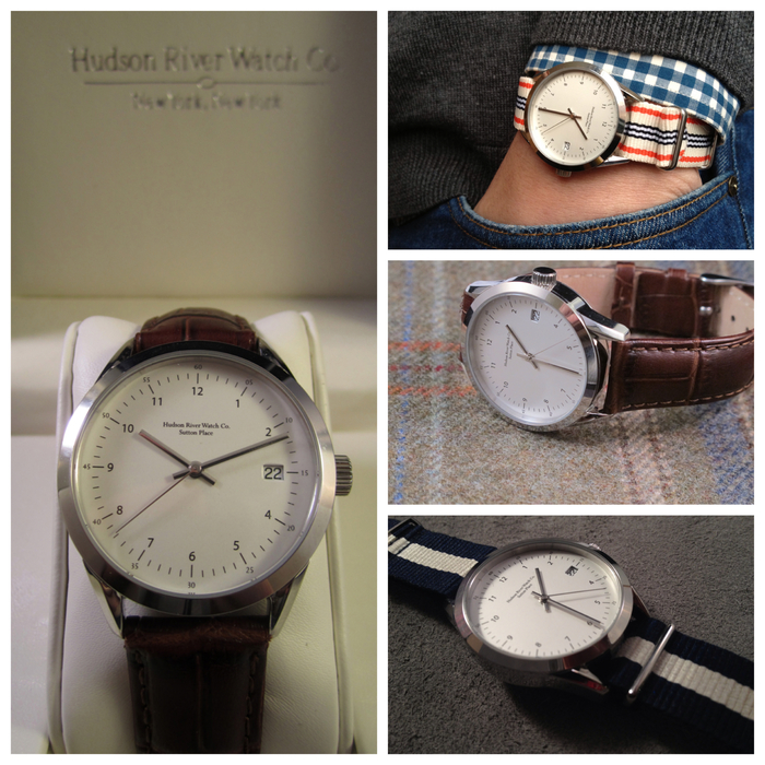"Sutton Place" - Comes with brown leather strap pictured on left. [36mm case diameter, 18mm strap size]