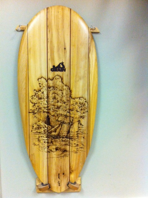 One-of-a-kind Mini Sea Sled with wood burned art by Randy Gaetano