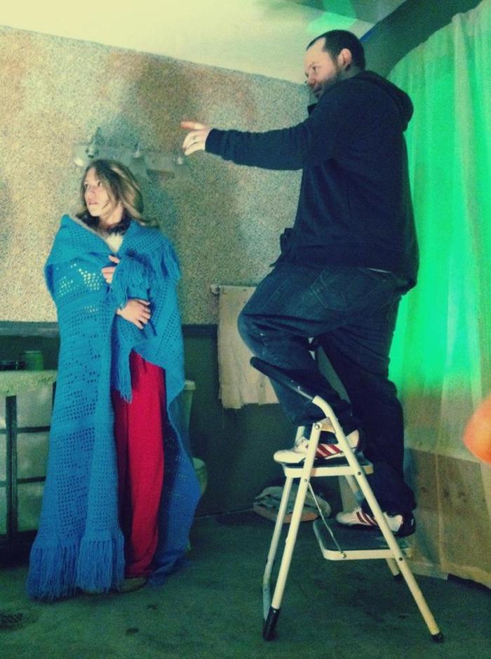 Directing actress Jamie Lee Fife in the bathroom scene.