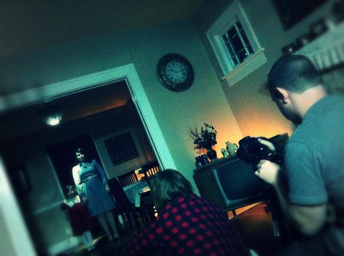 Shooting the last scene of the movie.