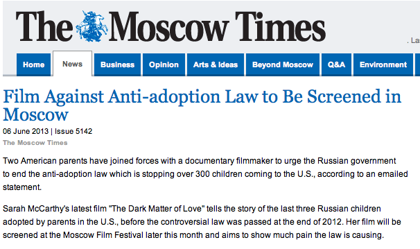 Moscow Times Feature on our Campaign