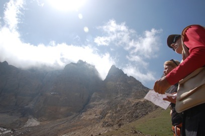 Gius and me at about 12,000' studying a map drawn by Ed Davis