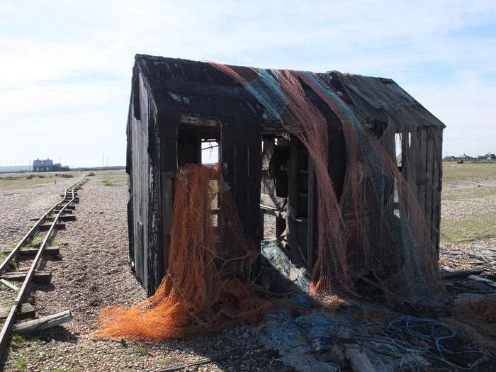 Fisherman's hut on the shingle beach