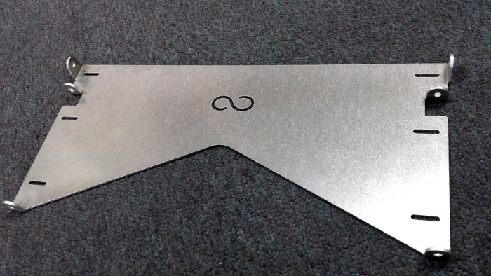 Mounting plate material test in 1/8" alum. Slots on 16" centers. We suggest always mounting into studs, hardware will be provided. We have tested weights to 70lbs when mounted to studs with no problem.