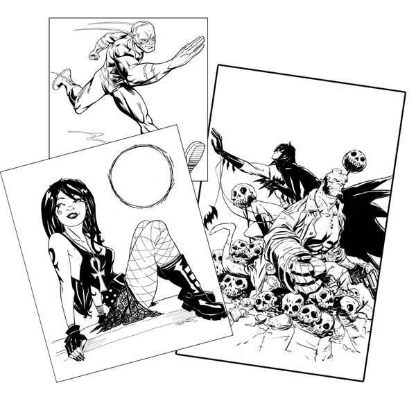 Inked Sketches! Drawn inside the front cover and available as separate pieces!