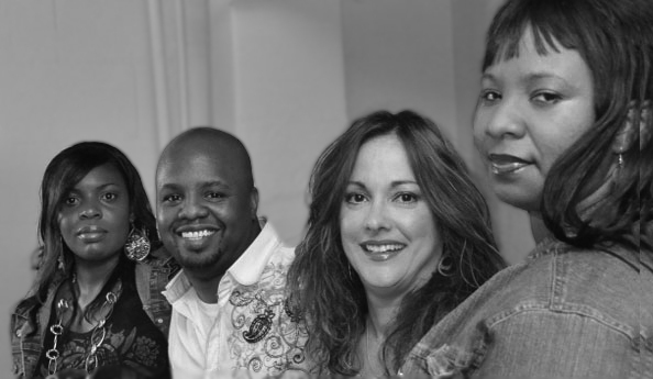 These talented friends sang with me on Next to Nowhere from left Neja Fenner, Raymond Holmes, Jr. me and Nicole Johnson Photo by Ray Proetto