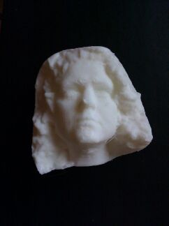 A sample severed head 3D printed from a 3D scan. Backer reward heads will be similar, but with color choices (see Updates).