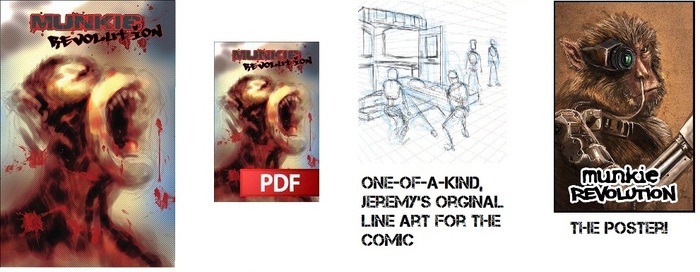 Physical comic, PDF version, a poster, and the one-of-a-kind line art from the comic itself!