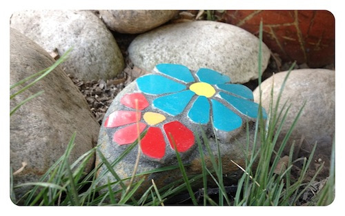 Mosaic Flower Stones - another handmade pledge reward!