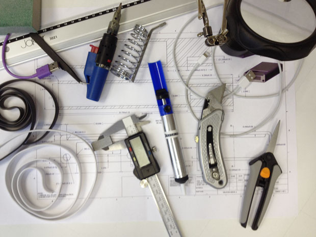 Assembling an earlier prototype.