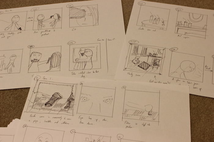 A few frames from the in depth storyboard