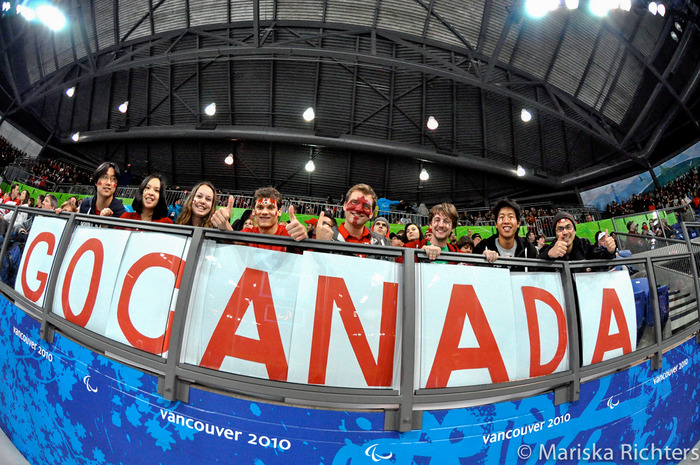 Canadian Fans at Vancouver 2010 Paralympic Sledge Hockey Game