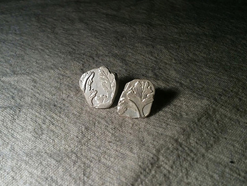"FRAGMENT OF LIGHT" - Silver hallmarked earrings 1cm diameter each - Molly Perrin