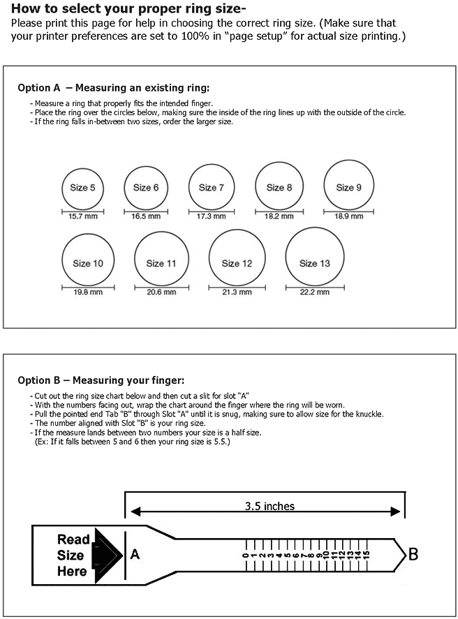 Ring Size Chart