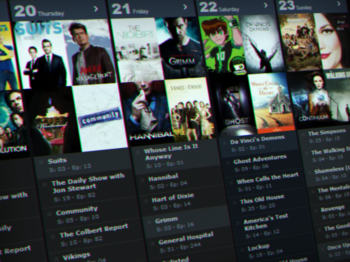 Monthly calendar for TV Shows