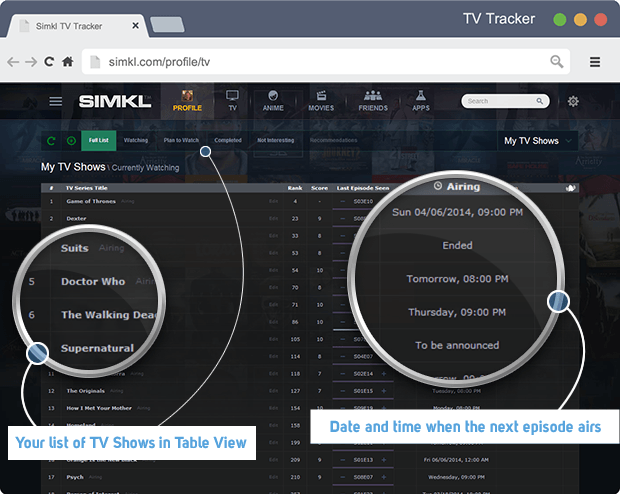 TV Shows List in Table View with progress information