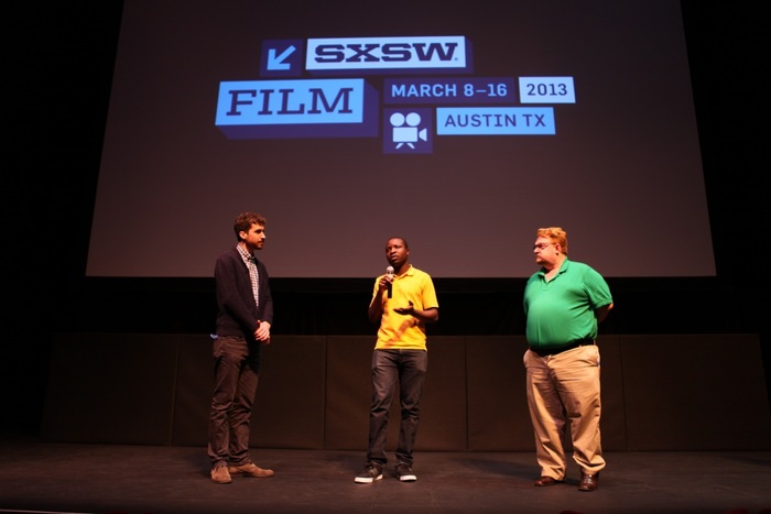 Ben Nabors, William Kamkwamba & Tom Rielly on stage following the film's World Premiere