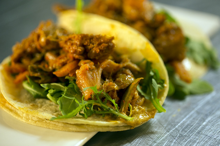 Guest Chef Adam Sobel's Seitan and Kimchi Taco from our Brown Bag Lunch Episode