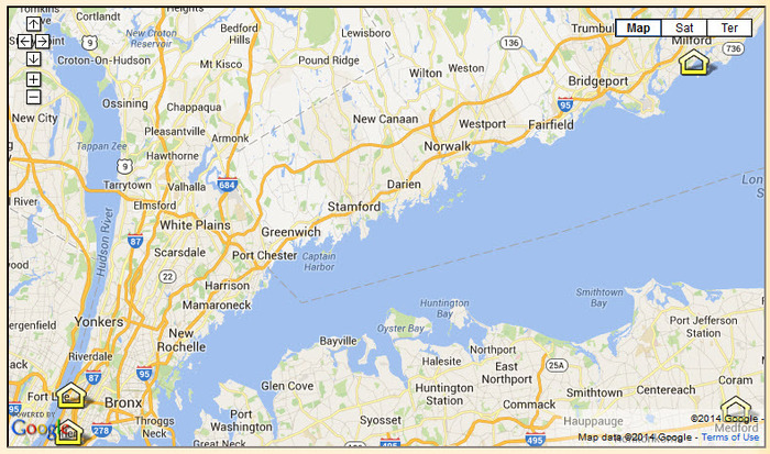 Notice that there is nothing between the Bronx and Milford