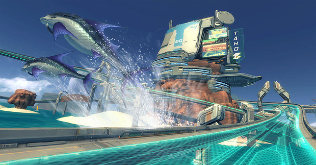 Screenshot from a race track on the beach