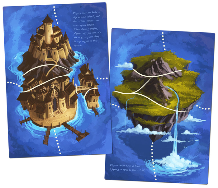 2 double-sided expansion boards for Eight-Minute Empire: Legends.