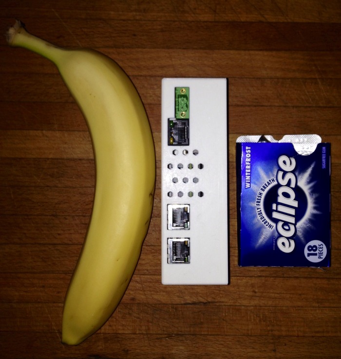 The iGuardian prototype is smaller than a banana and barely bigger than a pack of gum!