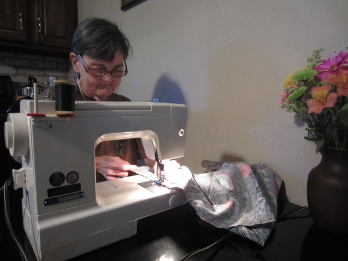 Tamara Sewing The Pillowcase